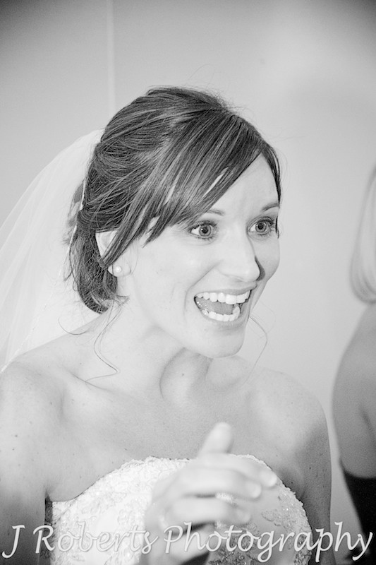 very excited bride to be married - wedding photography sydney